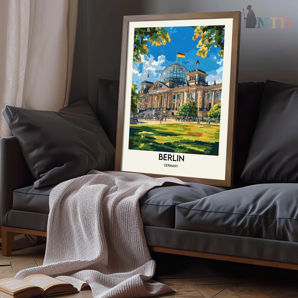 Berlin Germany Reichstag Glass Dome Flag Vintage Travel Poster - Image 3