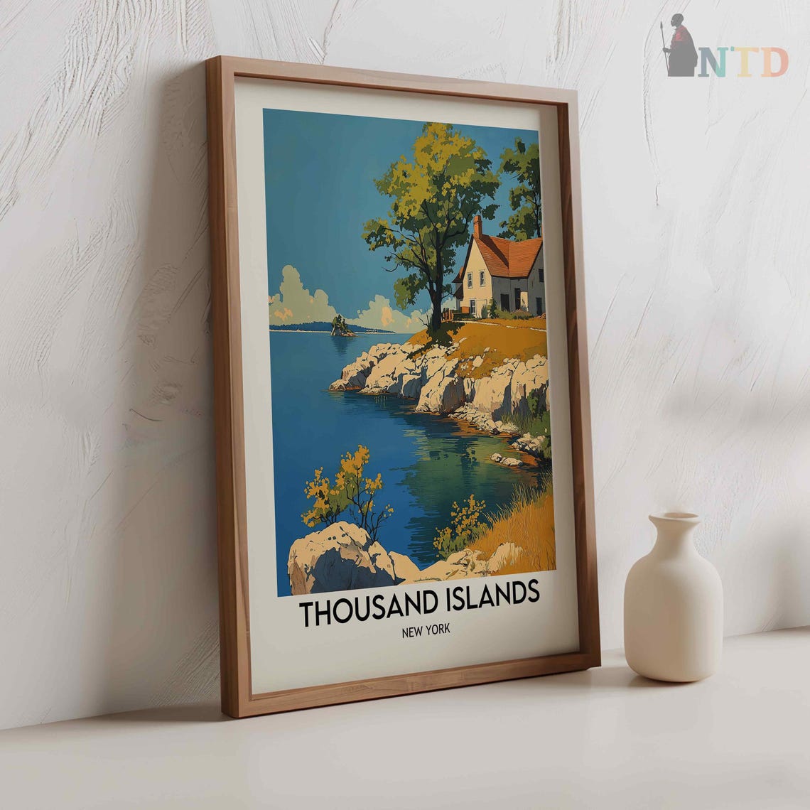 Thousand Islands New York Lakeside Cottage On A Rocky Shoreline Poster - Image 2