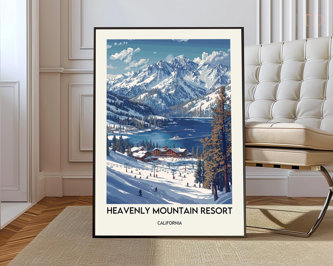 Heavenly Mountain Resort Travel Poster, Mountain Landscape