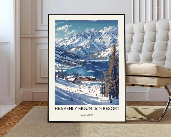 Heavenly Mountain Resort Travel Poster, Mountain Landscape