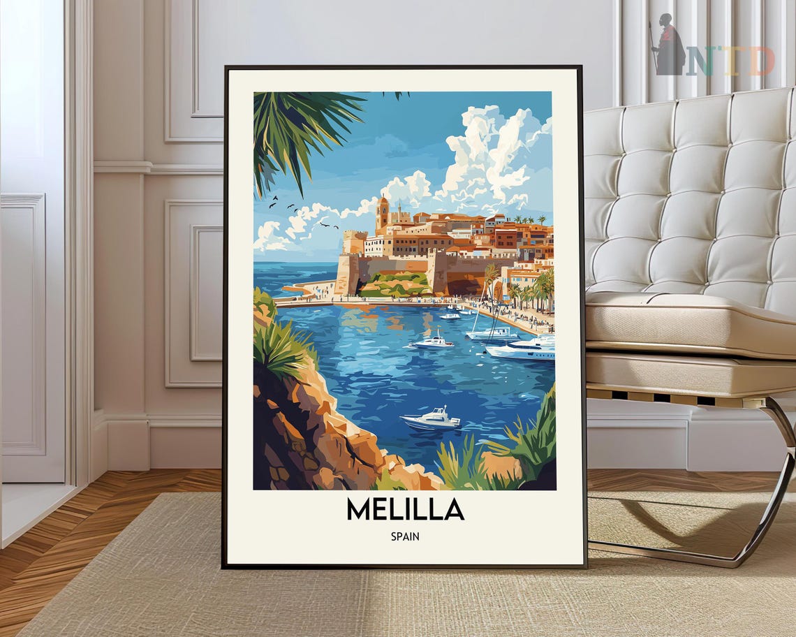Melilla Spain Coastal Fortress Old Town Harbor View Travel Poster