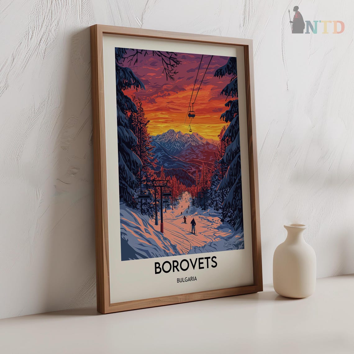 Borovets Bulgaria Sunset Chairlift Alpenglow Ski Slope Poster - Image 2