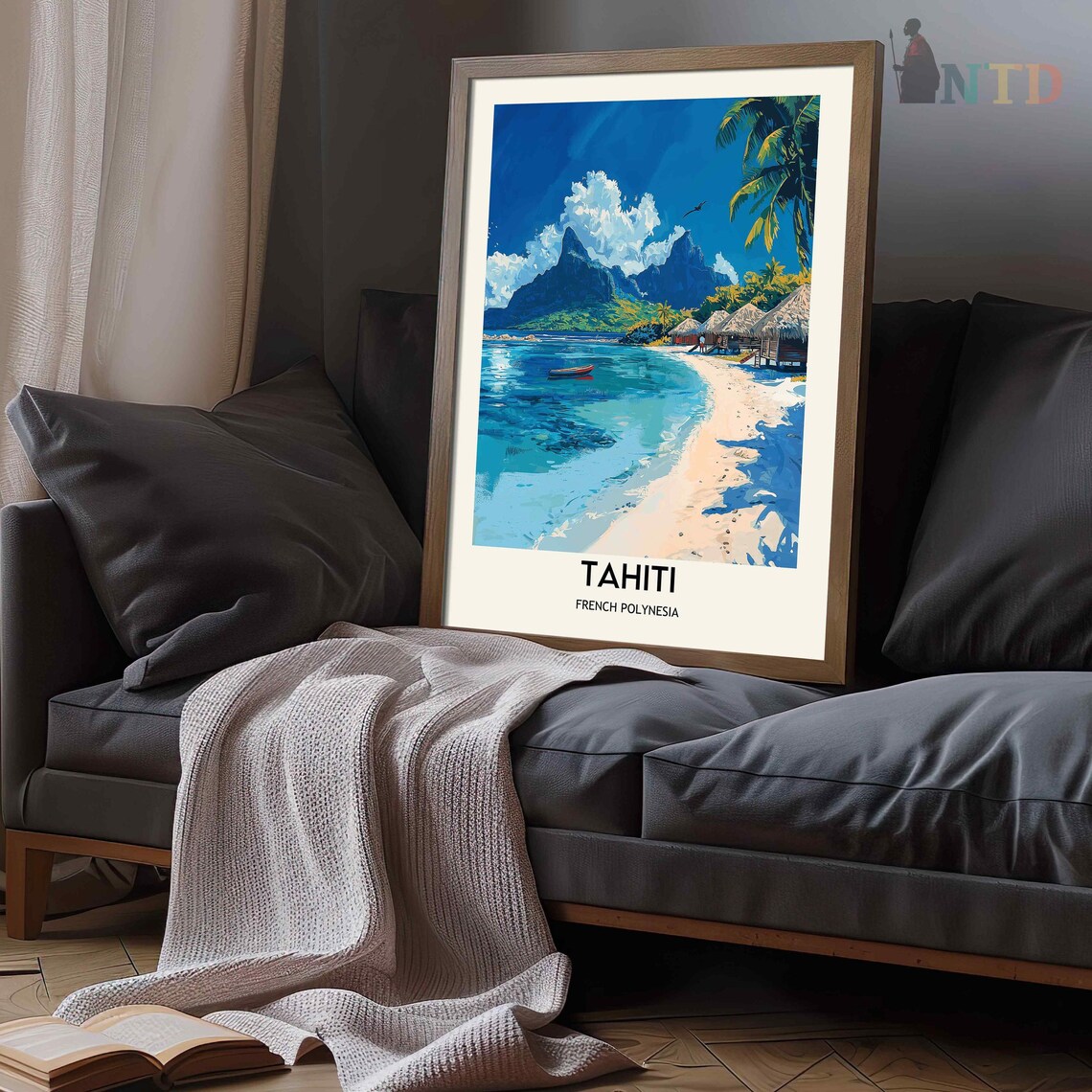 Tahiti Travel Poster, French Polynesia Map Art - Image 3