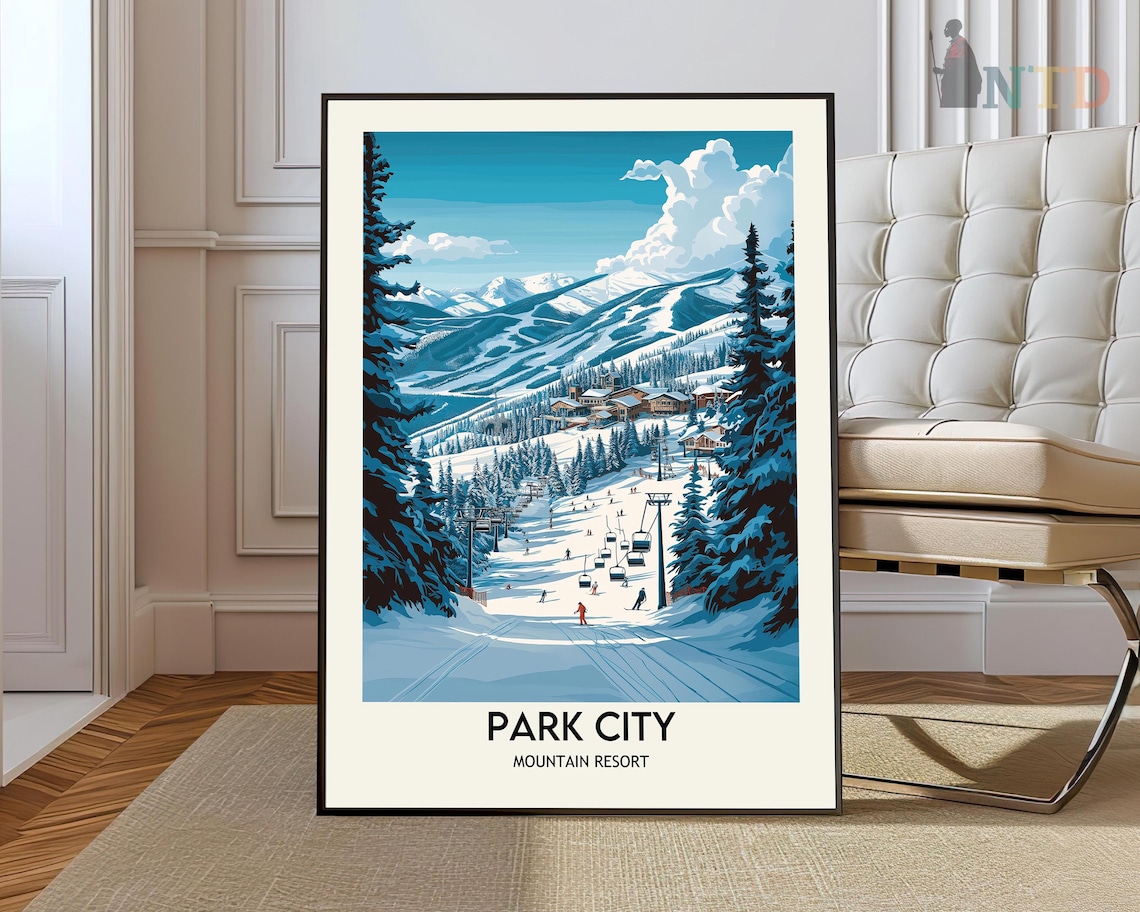 Park City Mountain Resort Ski Slopes Gondola Winter Snow Poster