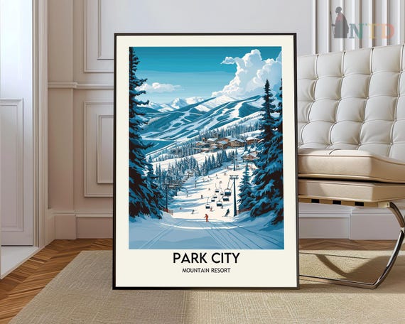 Park City Mountain Resort Ski Slopes Gondola Winter Snow Poster