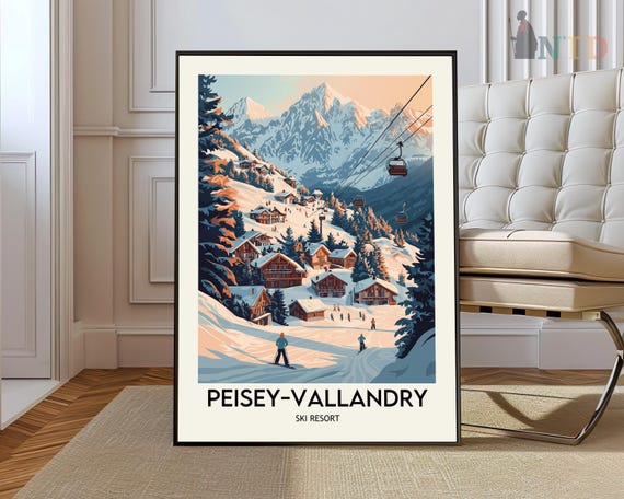 Peiseyvallandry Ski Resort Poster Wall Art Print French Alps