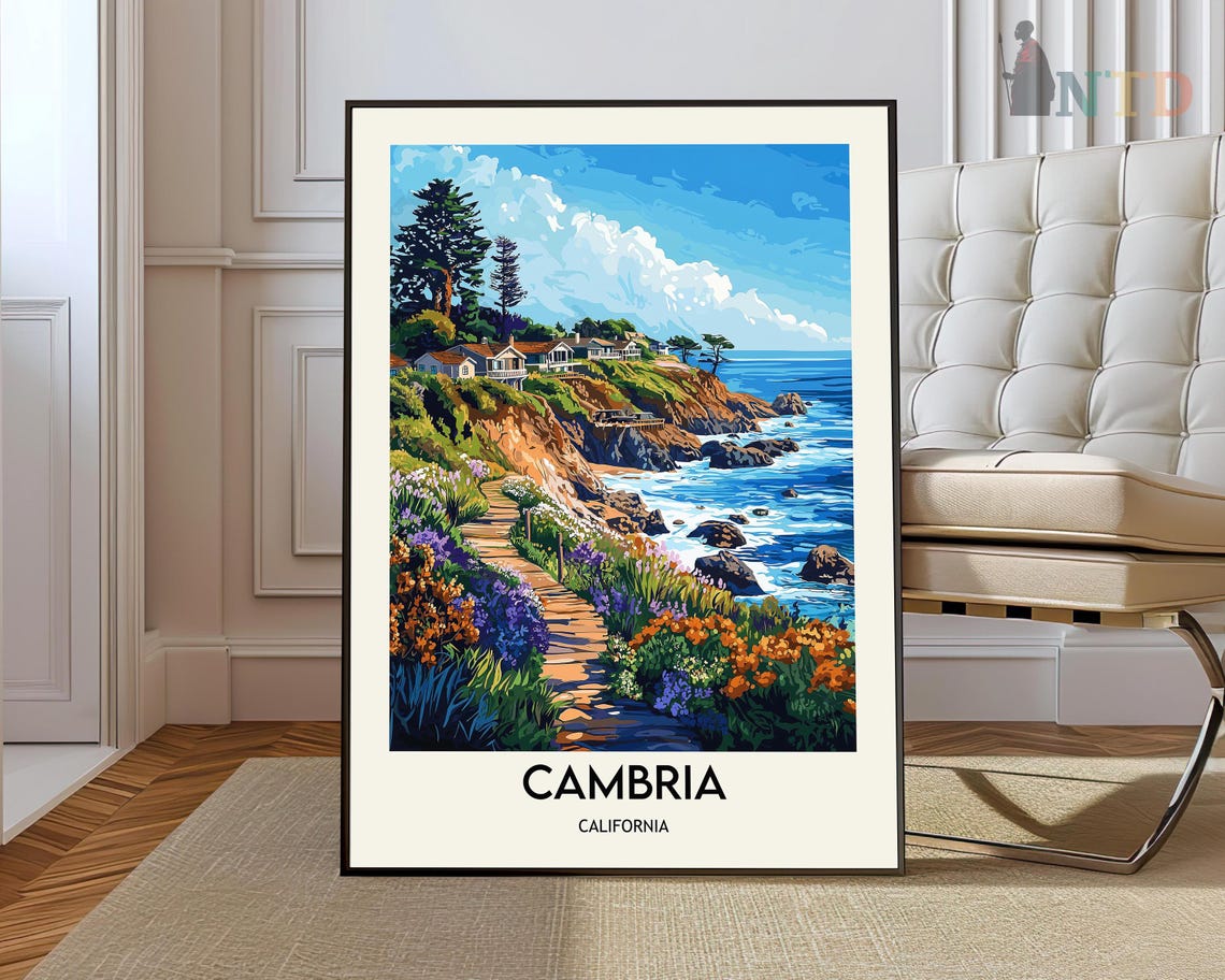 Cambria California Pine Bluff Footpath Over The Ocean Cliffs Poster