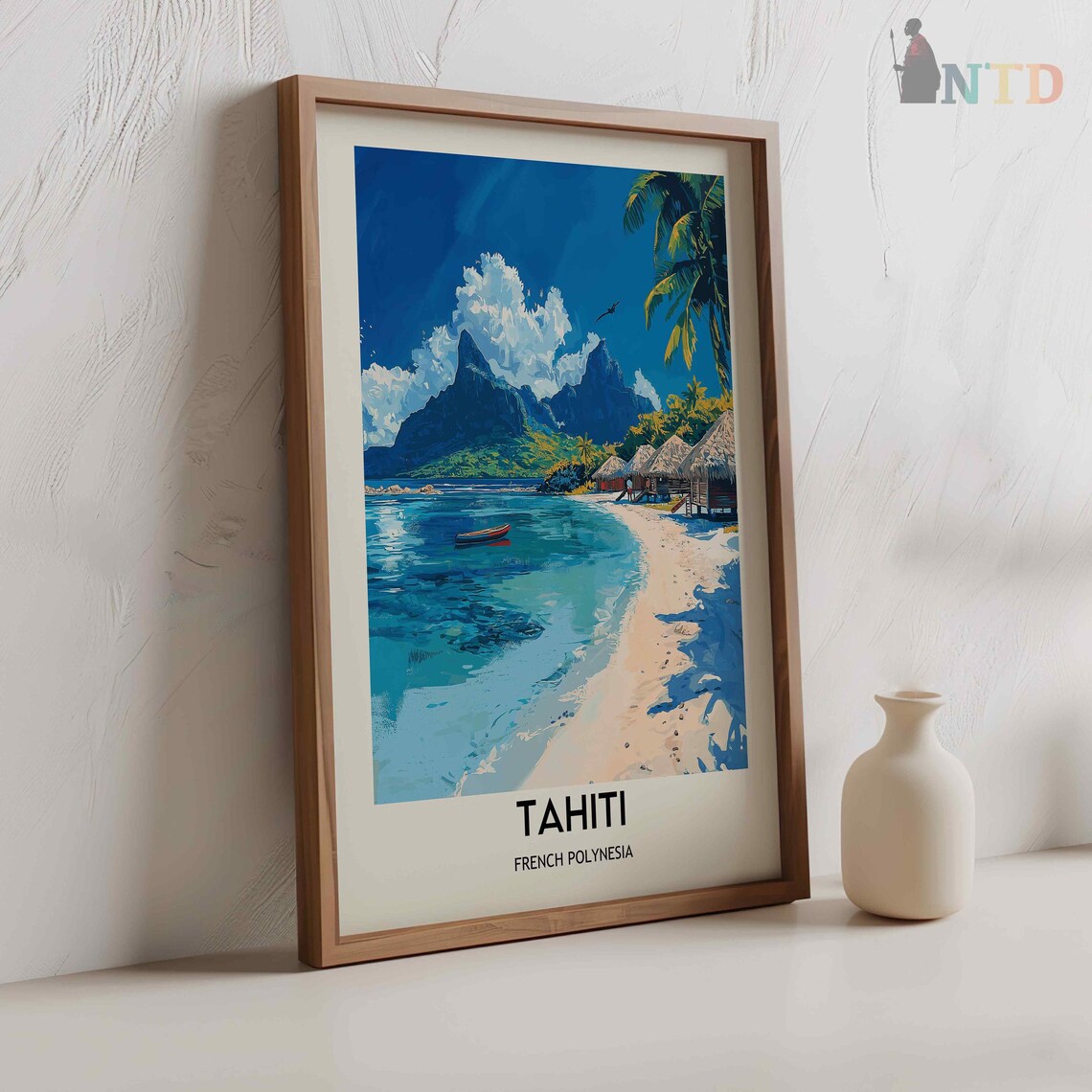 Tahiti Travel Poster, French Polynesia Map Art - Image 2