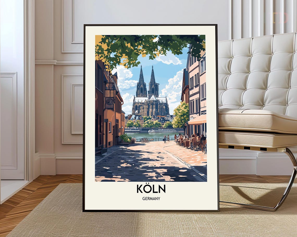 Koln Germany Cologne Cathedral Old Town Vintage Travel Poster