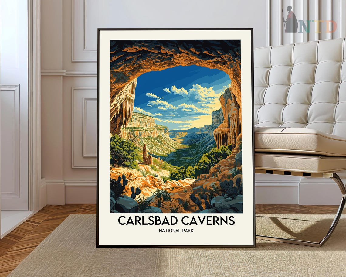 Carlsbad Caverns National Park Natural Cave Entrance Travel Poster