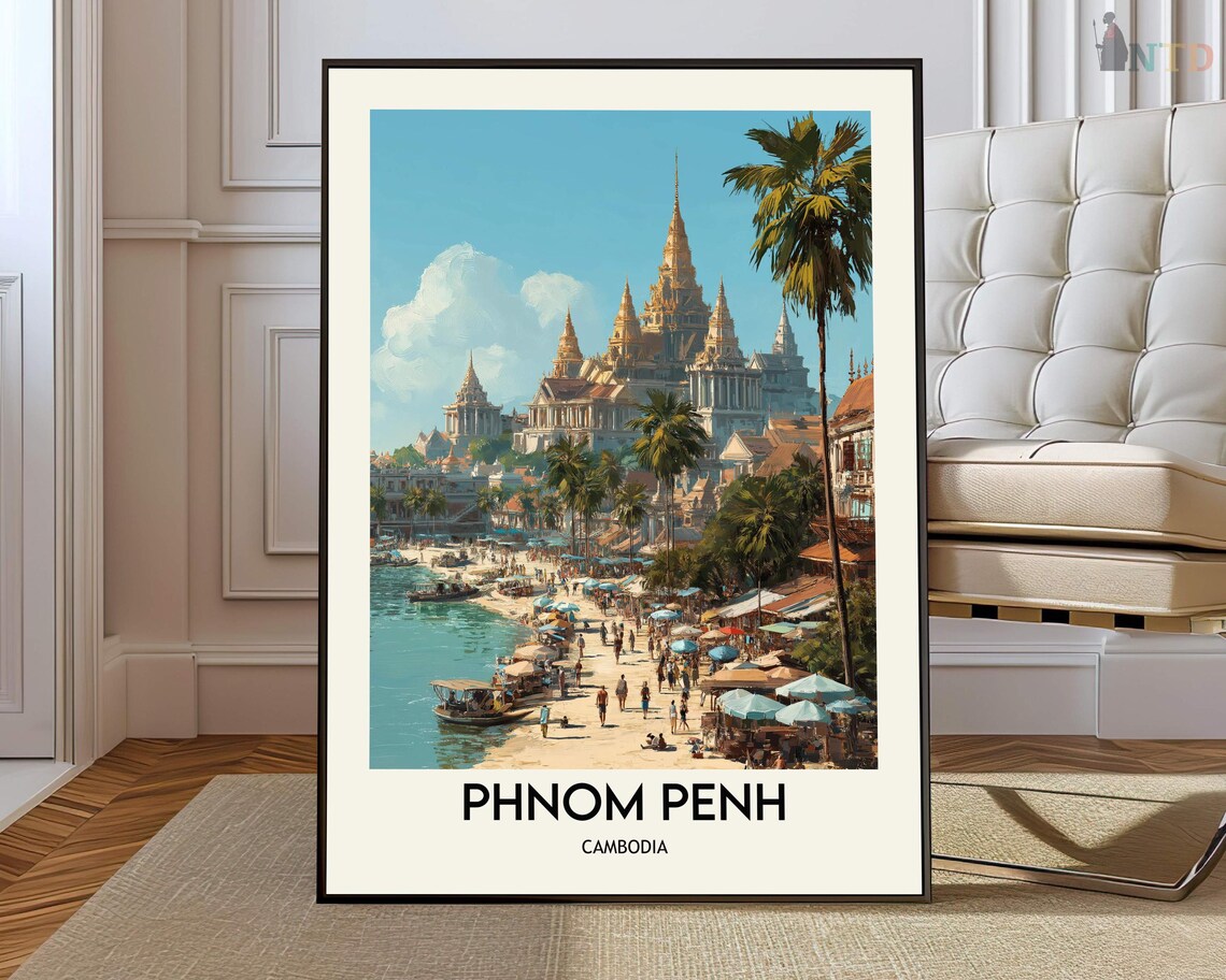 Phnom Penh Travel Poster, Cambodia Art Print