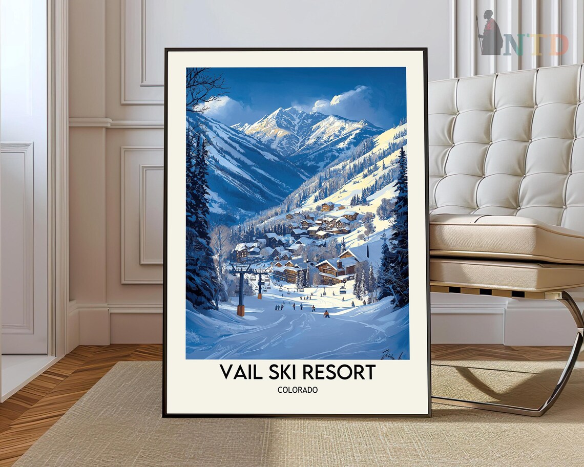 Vail Travel Poster, Colorado Ski Resort Art Print