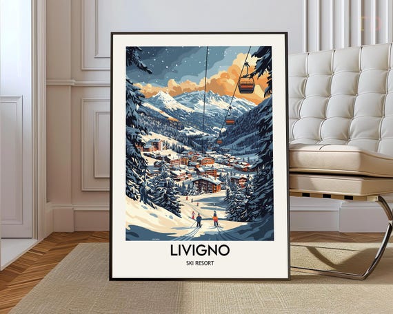 Livigno Ski Resort Poster Wall Art Print Photo Italy