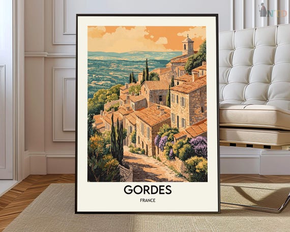 Gordes Poster Wall Art Print Photo Travel City Map