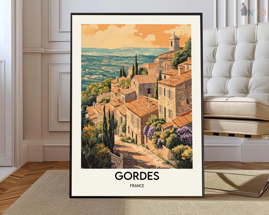 Gordes Poster Wall Art Print Photo Travel City Map