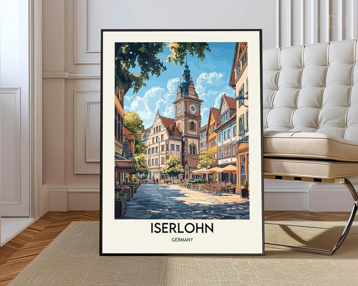 Iserlohn Travel City Map Art Print, Photo Poster