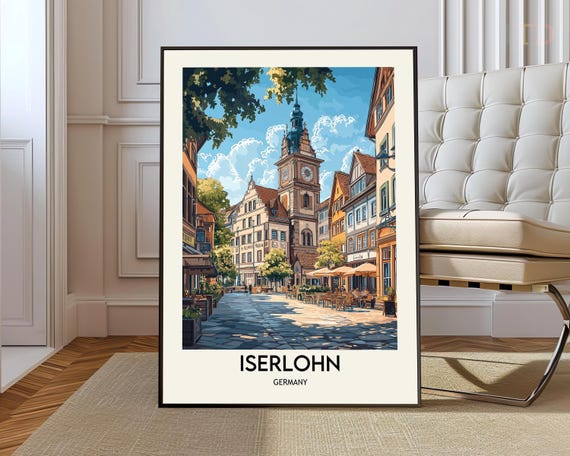 Iserlohn Travel City Map Art Print, Photo Poster