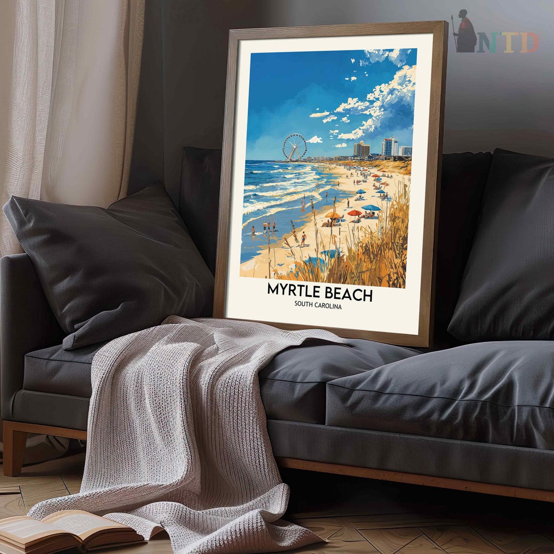 Myrtle Beach South Carolina SkyWheel Boardwalk Beach Day Poster - Image 3