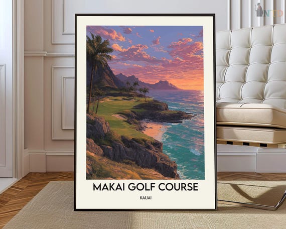Makai Golf Course Poster Wall Art Print Photo Princeville Hawaii