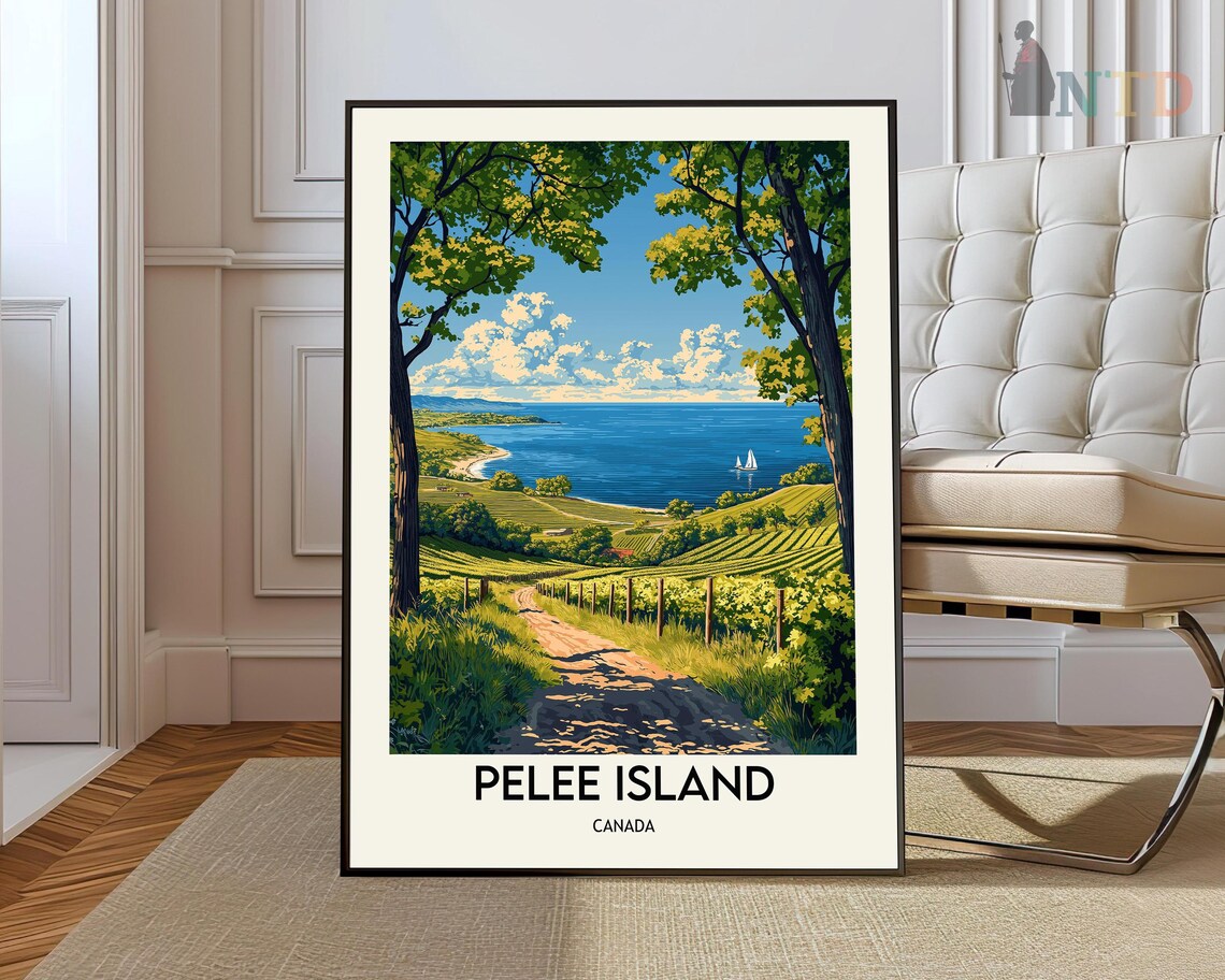 Pelee Island Canada Vineyards Lake View Vintage Travel Poster