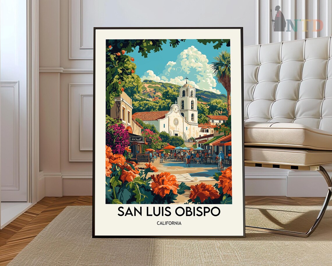 San Luis Obispo California Mission Old Town Street Scene Poster