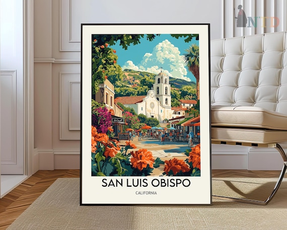 San Luis Obispo California Mission Old Town Street Scene Poster