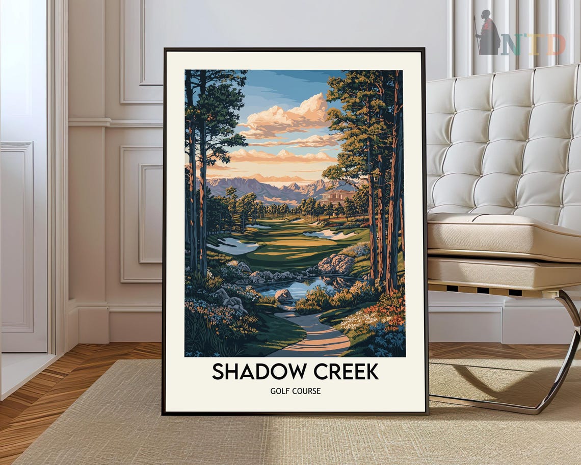 Shadow Creek Golf Course Sunset Path Through Pines Mountain Poster