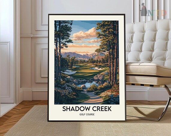 Shadow Creek Golf Course Sunset Path Through Pines Mountain Poster