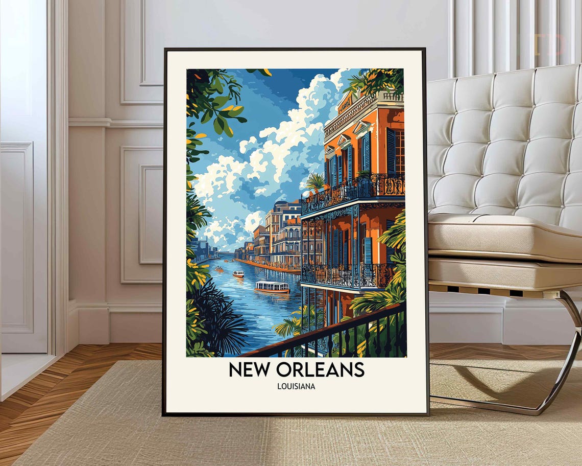 New Orleans Louisiana French Quarter Balcony Riverfront Poster