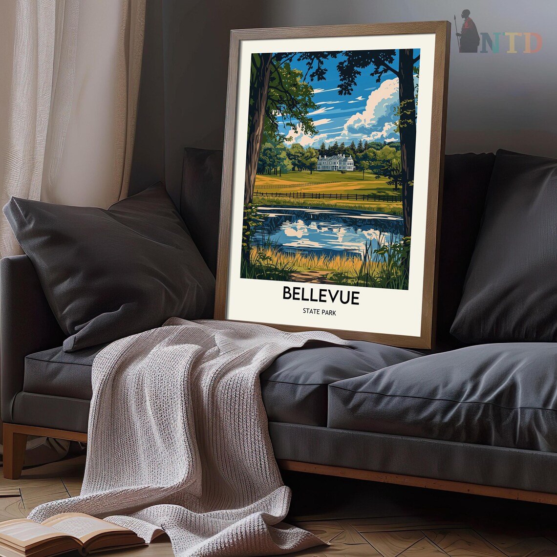 Bellevue State Park Delaware Mansion Lake Vintage Travel Poster - Image 3