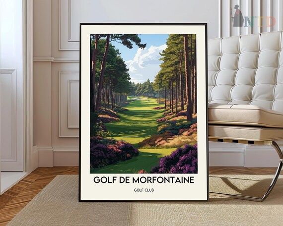 Golf de Morfontaine Heather Lined Fairway Vintage Golf Poster
