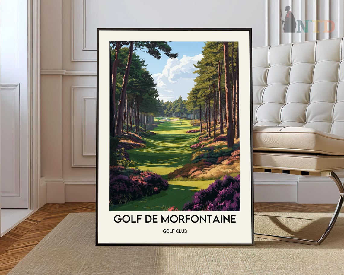 Golf de Morfontaine Heather Lined Fairway Vintage Golf Poster