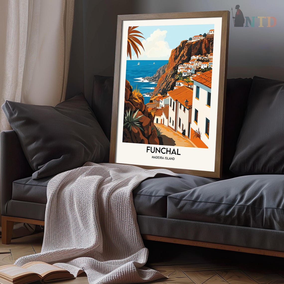 Funchal Cliffside Town with White Houses Overlooking the Ocean Poster - Image 3