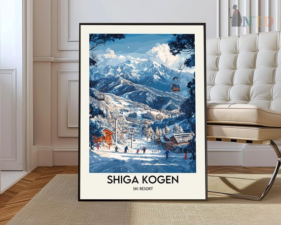 Shiga Kogen Ski Resort Japan Gondolas Alpine Winter Travel Poster