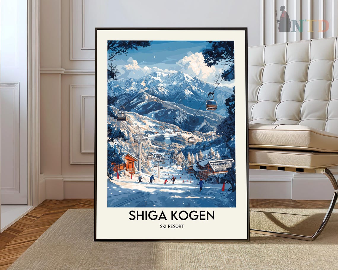 Shiga Kogen Ski Resort Japan Gondolas Alpine Winter Travel Poster