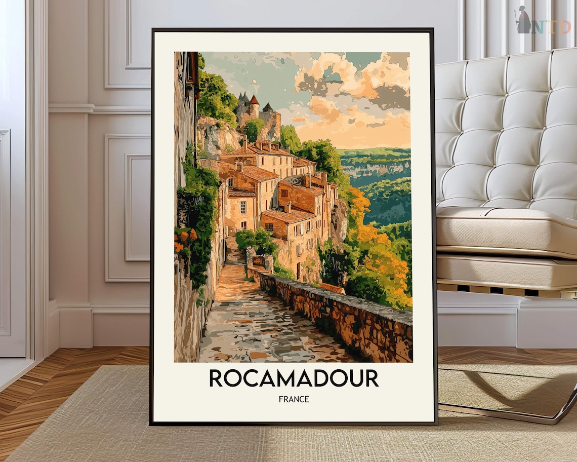 Picturesque Rocamadour France Hilltop Village Street View Poster