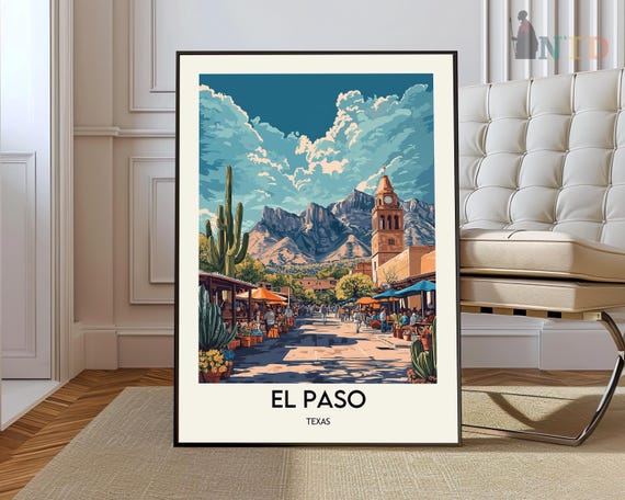 El Paso Skyline Texas Tx Art Poster Print Photo