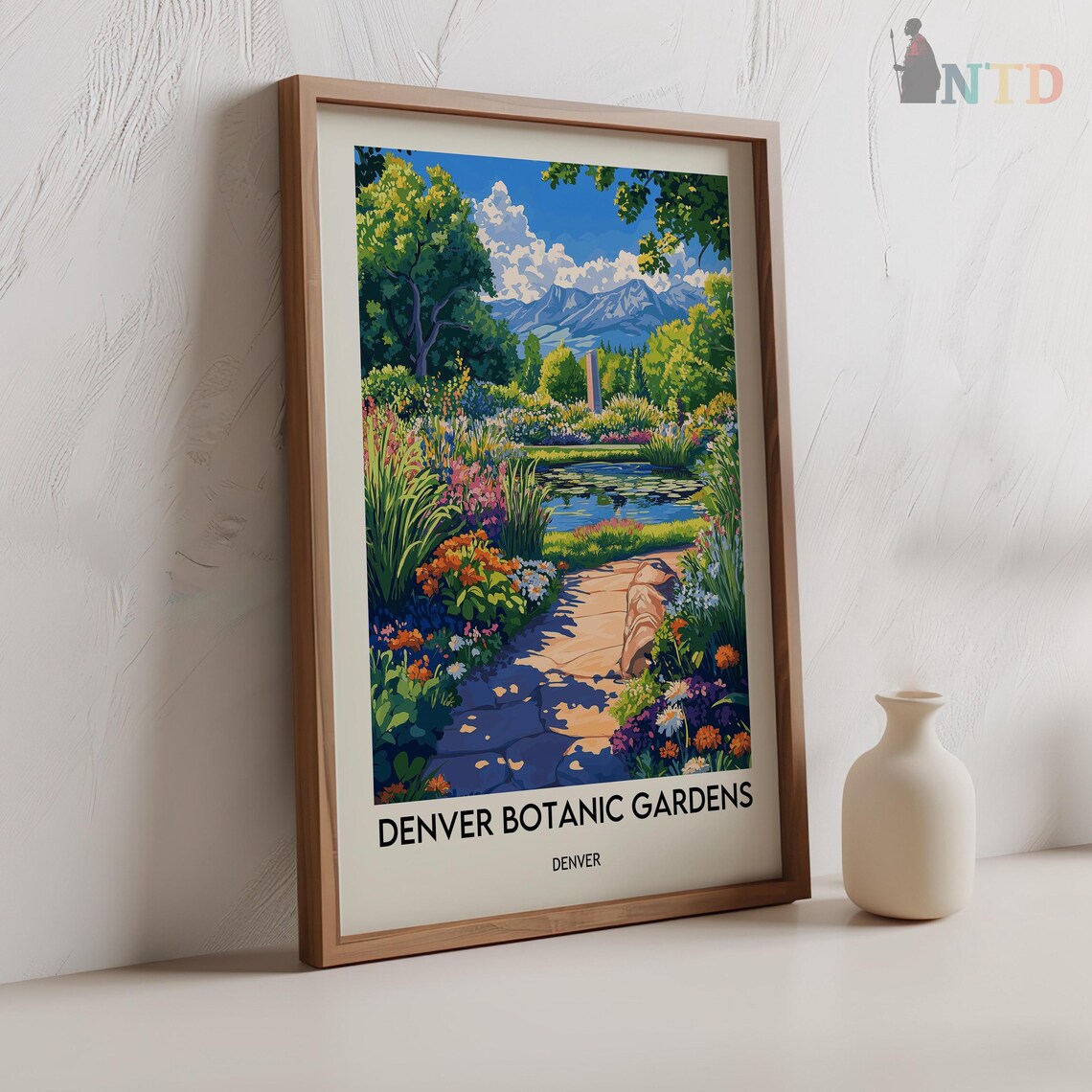 Denver Botanic Gardens Colorado Flower Pond Mountain View Poster - Image 2