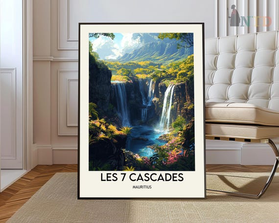 Les 7 Cascades Poster Wall Art Print Photo L Mauritius Black River Gorges
