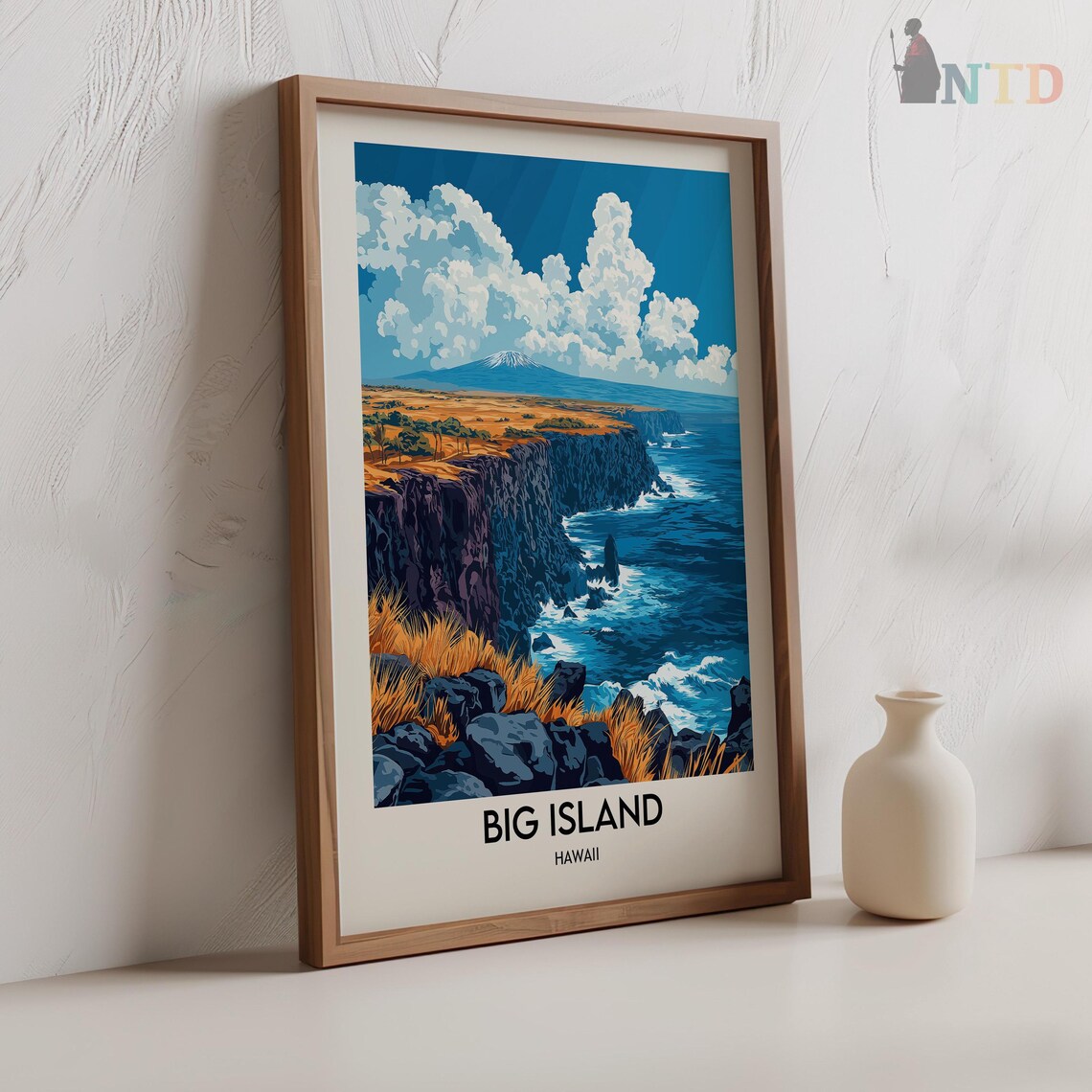 Big Island Hawaii Volcanic Cliffs Ocean Vista Vintage Travel Poster - Image 2
