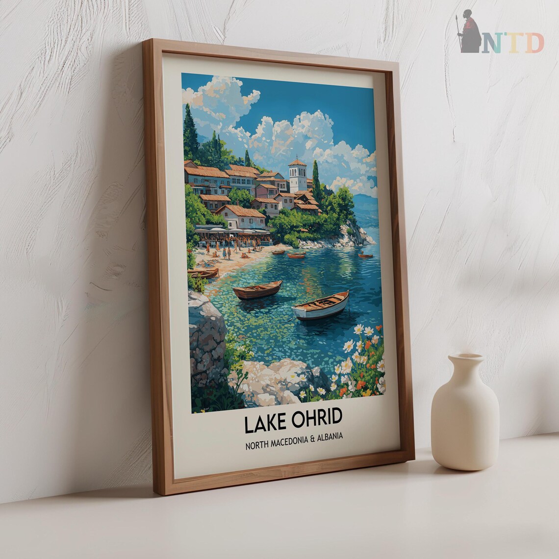 Lake Ohrid North Macedonia Waterfront Town Boats Travel Poster - Image 2