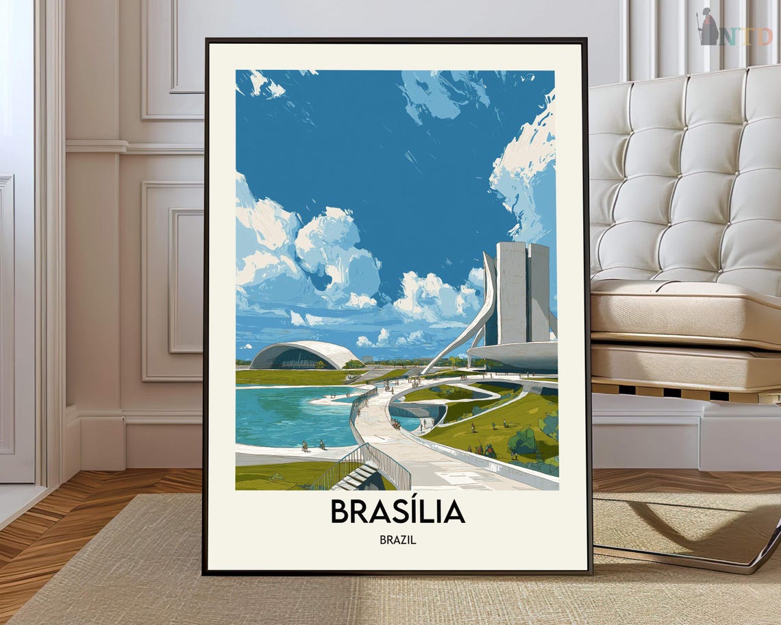 Brasilia Print Poster Wall Art Brazil Travel Decor Gift Artwork