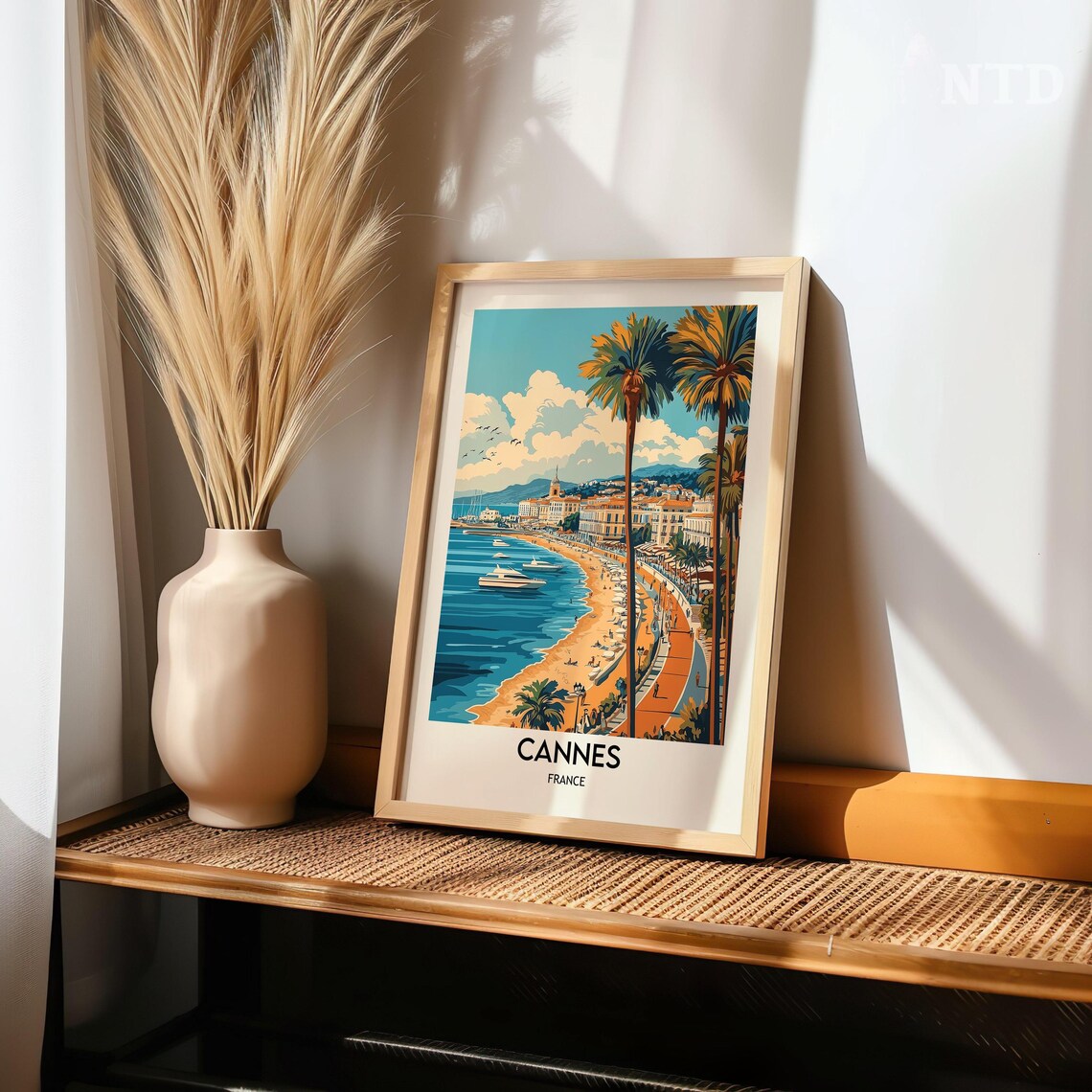 Cannes France Riviera Promenade Palms Yachts Summer Travel Poster - Image 2