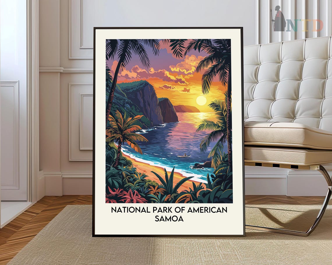 National Park Of American Samoa Sunset Beach Cove Travel Poster
