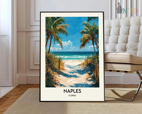 Naples Travel Poster, Florida Wall Art Print