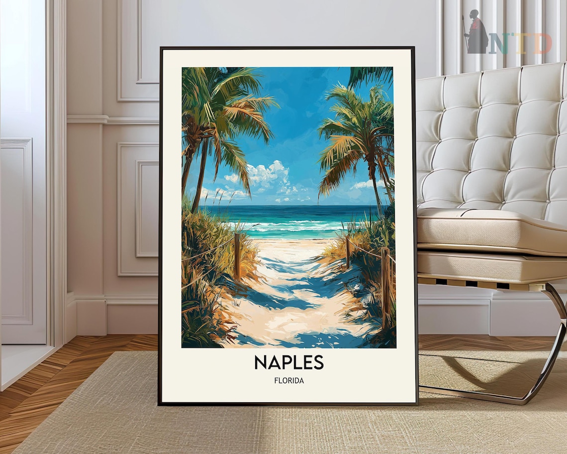 Naples Travel Poster, Florida Wall Art Print