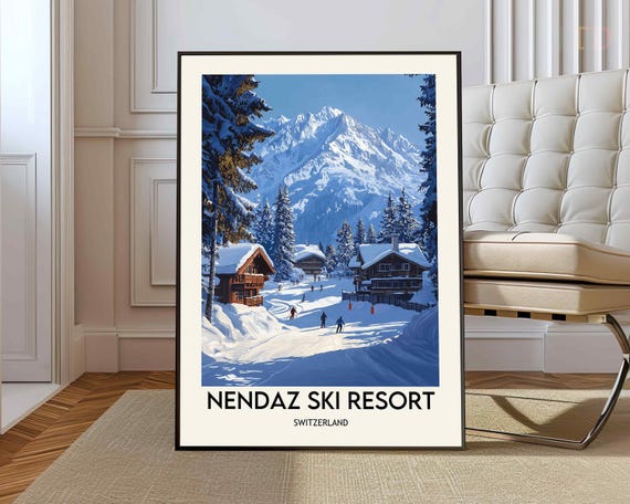 Nendaz Ski Resort Poster Wall Art Print Photo Travel 4 Valles