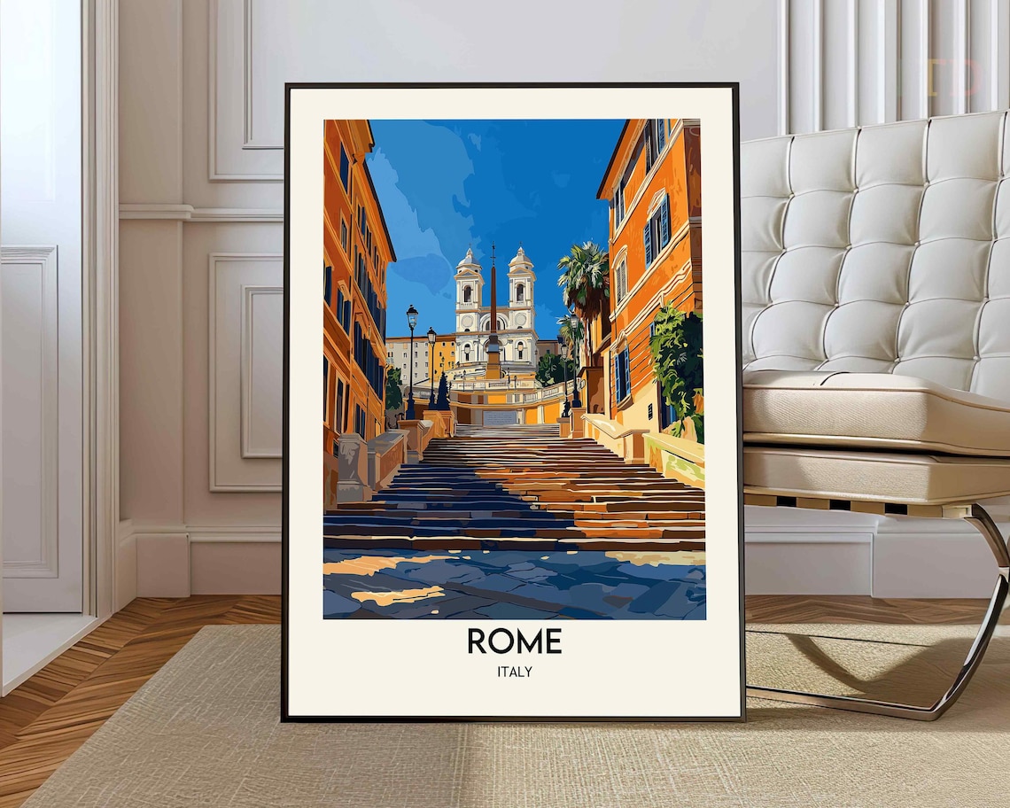 Rome Italy Spanish Steps Trinita dei Monti Church Stairs Day Poster