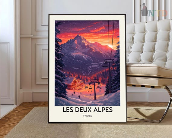 Les Deux Alpes Poster Wall Art Print Photo French Alpsalpes Alps Ski