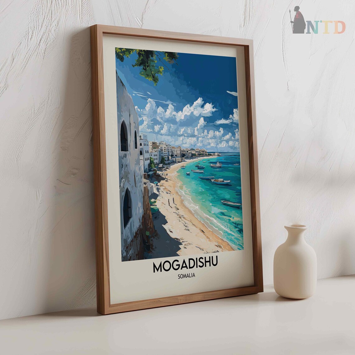 Mogadishu Somalia Old Harbor Fishing Boats Coastal Town Poster - Image 2